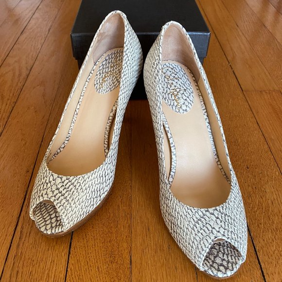 Cole Haan Cobra Embossed Peep Toe Shoes - Picture 5 of 11